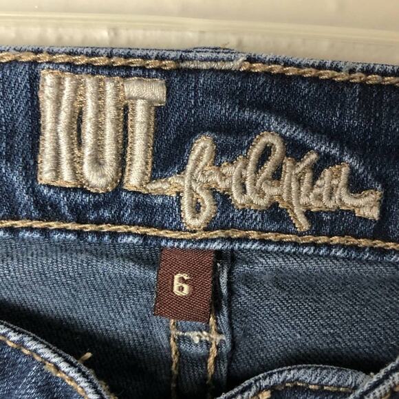 Kut From The Kloth Dark Wash Flap Pockets Natalie Mid Rise Boot Cut Denim Jeans - Picture 2 of 8